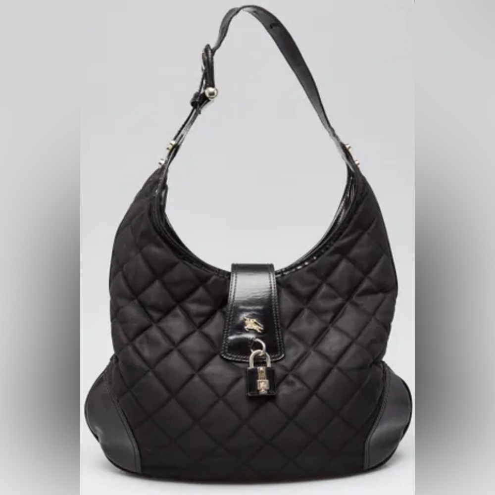 BURBERRY Quilted Black Hobo Bag